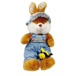 Spring Easter Bunny Rabbit Stuffed Animal Plush In Blue Overalls Goffa 16"